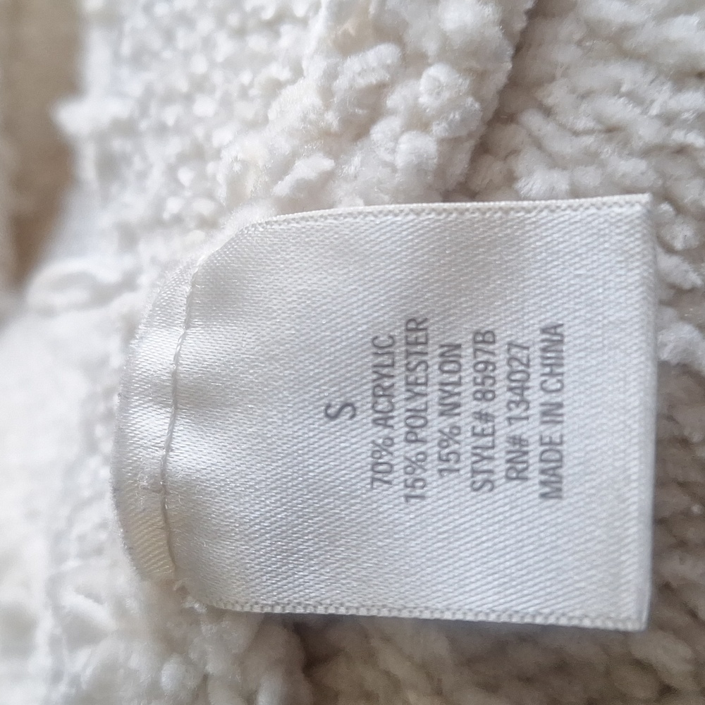 Alya Off White Destressed Sweater,Open Front, Size Small - Picture 7 of 7